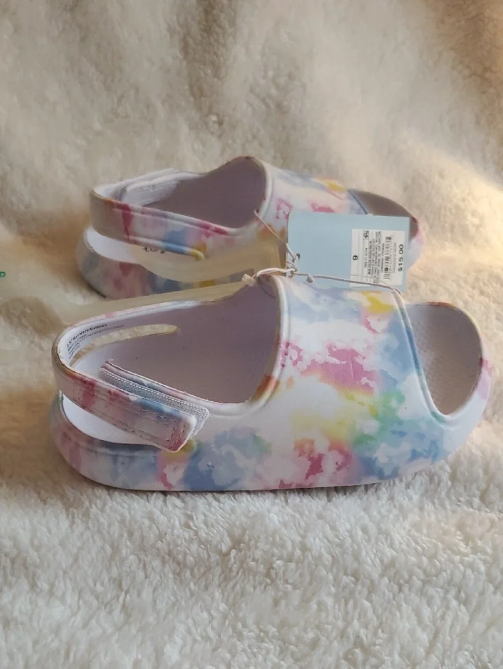 Cat & Jack Toddler Girls Tie-Dye Slides Sandals Size 9 NWT Hook & Loop